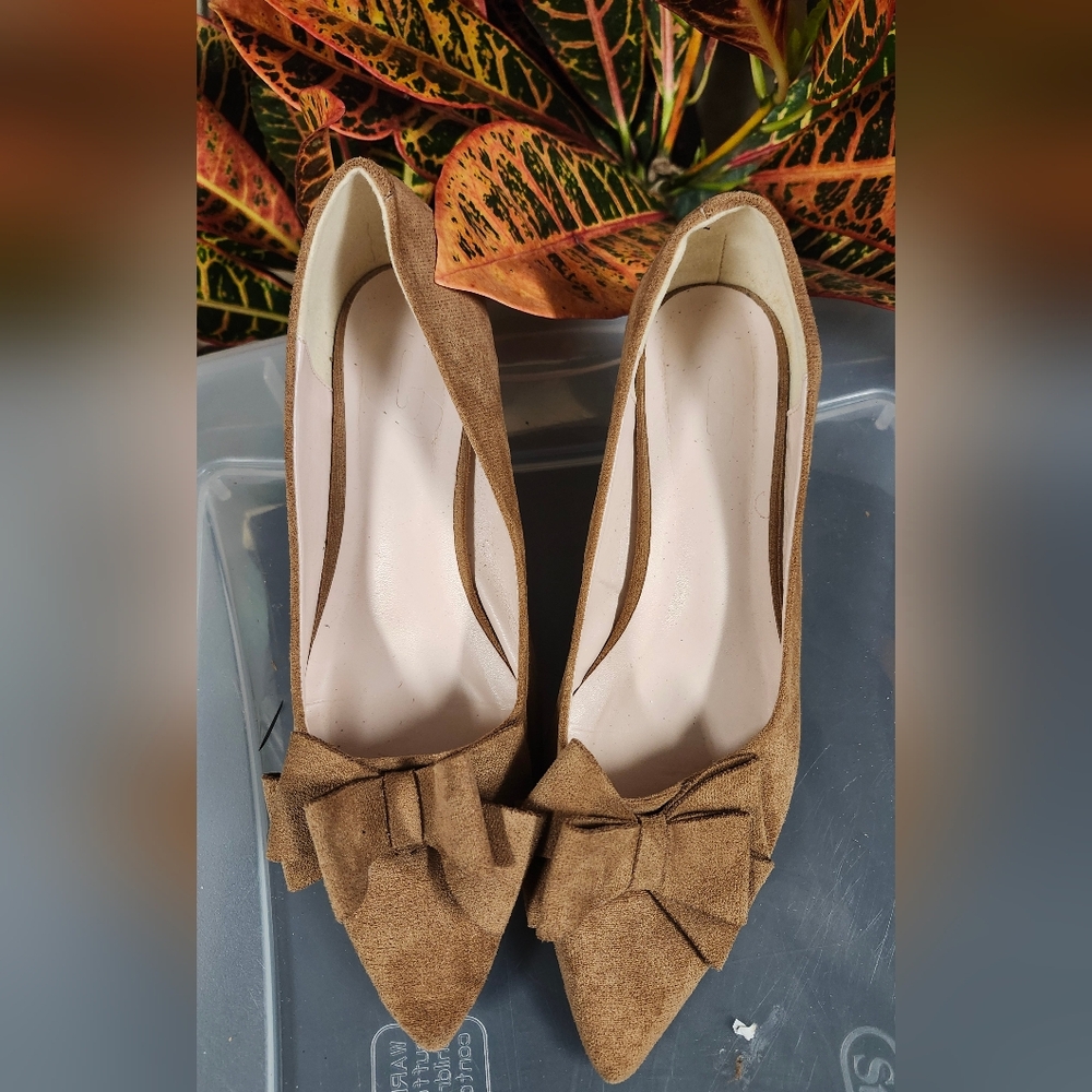 Tan Suede-Like Women's Pumps